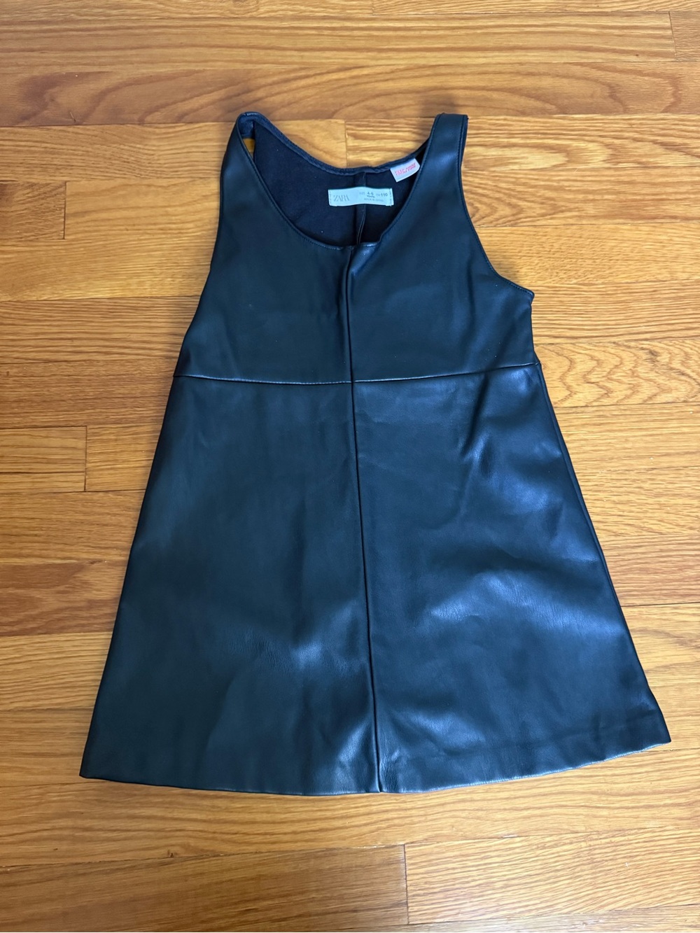 Zara Black Faux Leather A-Line Mini Dress